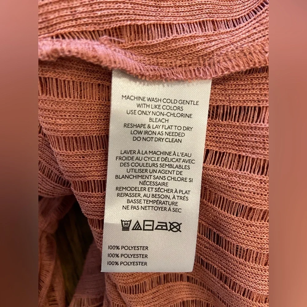 #5 Anthropologie long sleeve sheer striped crop blouse in size large - Picture 3 of 7